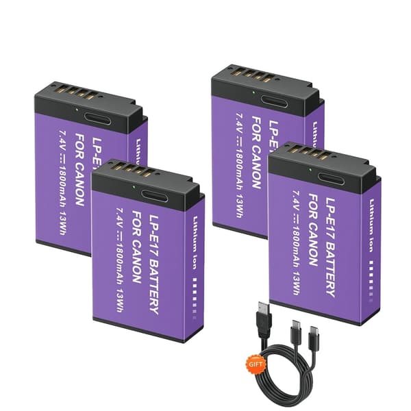 Canon LP-E17 Batteri, 1800mAh Kapacitet, Typ-C Laddning,4 st lpe17 batteri