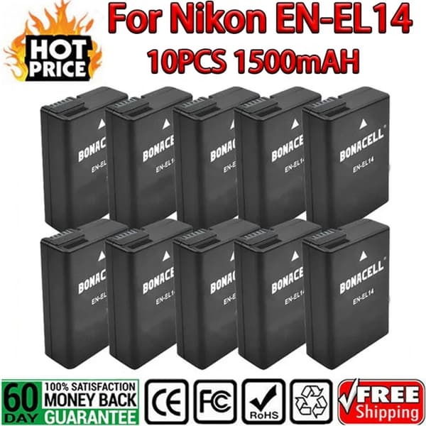 Kameran akku, 1500mAh kapasiteetti, yhteensopiva Nikon D3100:n ja D3200:n kanssa,20 kpl