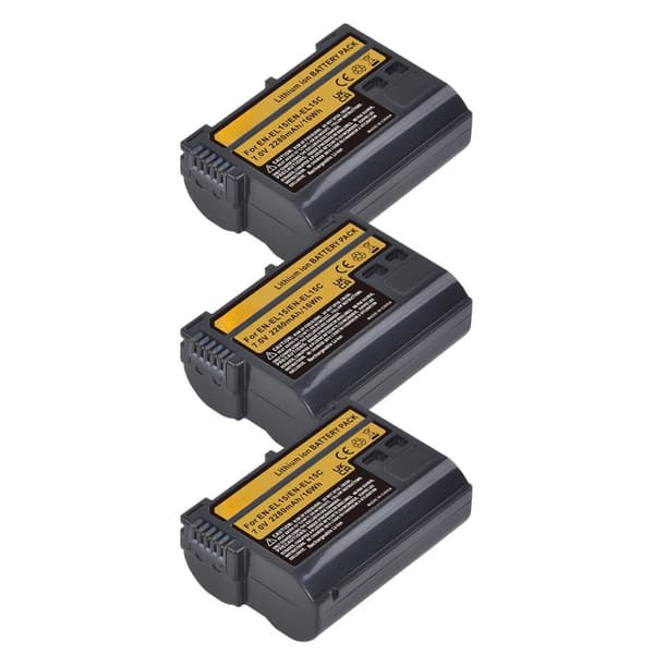 Nikon Erstatningsbatteri EN-EL15C, 2280mAh Kapacitet, Kompatibel med Flere Modeller,3 batteri