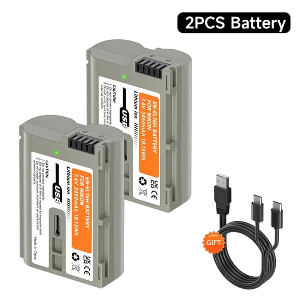 Nikon EN-EL15 Akun, 2450mAh Kapasiteetti, Type-C Latausportti,2 kpl akkua