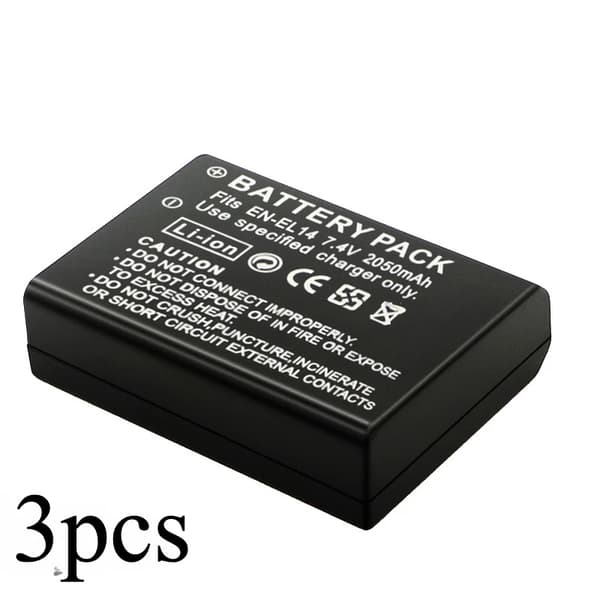 2050mAh EN-EL14 Kamera Batteri, Kompatibel med Flere Nikon Modeller, Inkluderer Ekstra Lang Levetid,3 stk. Batteri