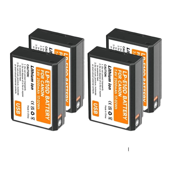 Kamerabatteri, 2300mAh kapacitet, USB-opladning,4 batteri