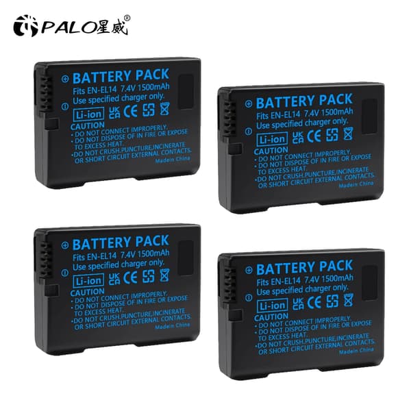 PALO EN-EL14 Kamera Batteri, Standard Genopladelig, CE Certificeret,4 stk batteri