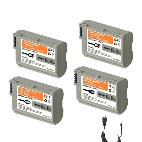 EN-EL15-batteri, 2450mAh kapacitet, Type-C-laddning,4ST Batteri