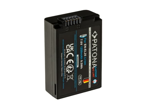 PATONA Platinum battery with USB-C input for Nikon EN-EL25 Nikon Zfc Nikon Z50 Nikon Z30, Nikon, 1250 mAh, 7.6 V, Lithium-Ion (Li-Ion)