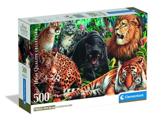 Clementoni Puzzle Compact Wild Cats 500 brikker (35584)