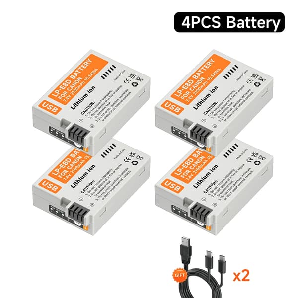 PALO LP-E8 Kamera Batteri, 2100mAh Kapacitet, Type-C Opladning,4PCS Batteri