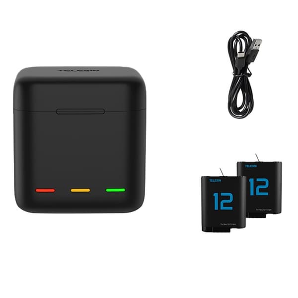 TELESIN S0-BCG-04-TGP til GoPro Hero 12/11/10/9 opladningsetui med 2 batterier