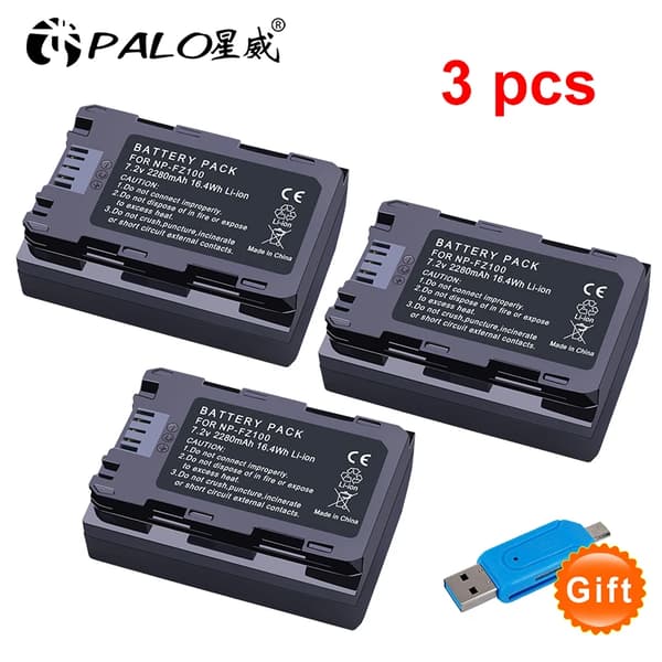 NP-FZ100 Akun Pakkaus, Kaksois-LCD Laturi, 2280mAh Kapasiteetti,3kpl Akku
