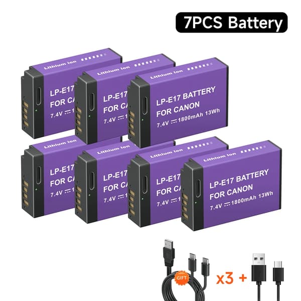 Canon LP-E17 akkulaturi, Type-C-syöttö, LCD-näyttö,7kpl LP-E17 Akun