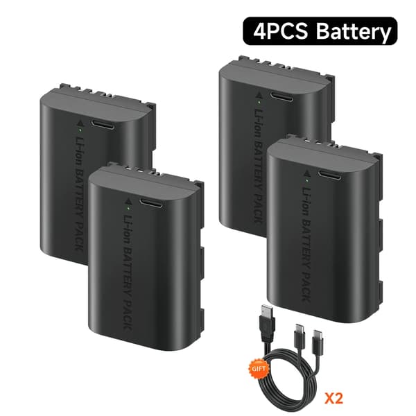LP-E6 Akun, 2400mAh Kapasiteetti, Type-C Lataus,4PCS Akut