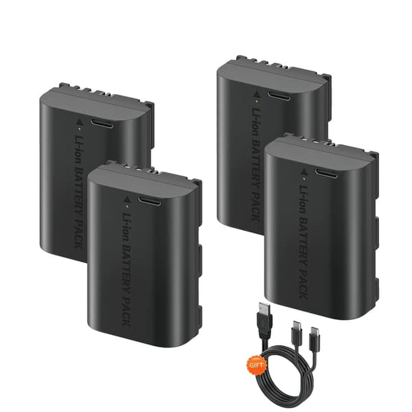 LP-E6 Akun, 2400mAh Kapasiteetti, Type-C Lataus,4PCS Akut