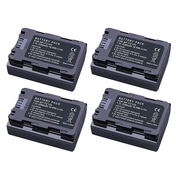 NP-FZ100 batteripakke, dual LCD oplader, 2280mAh kapacitet,4stk Batteri