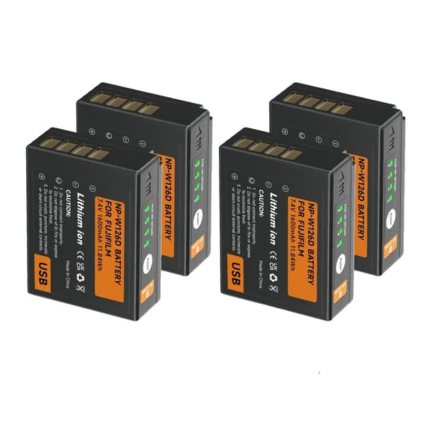 Uppladdningsbart kamerabatteri, 7.4V 1600mAh, Typ-C laddning,4 PCS Batteri