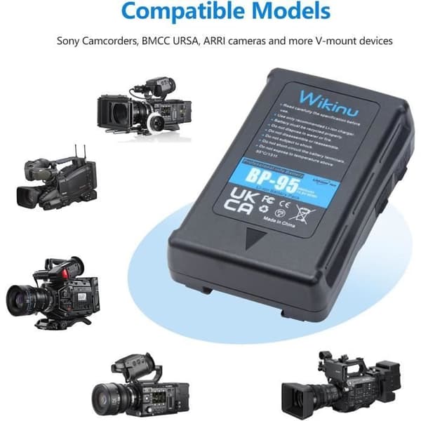 Batteri V-Mount - Wikinu - 95Wh - 6600mAh - Kompatibel med Sony - Laddare ingår