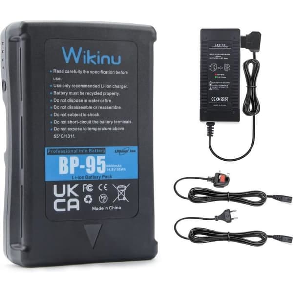 Batteri V-Mount - Wikinu - 95Wh - 6600mAh - Kompatibel med Sony - Laddare ingår