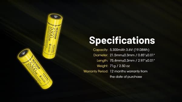 BATTERI LI-ION 3,6V/NL2153HP (5300MAH) NITECORE