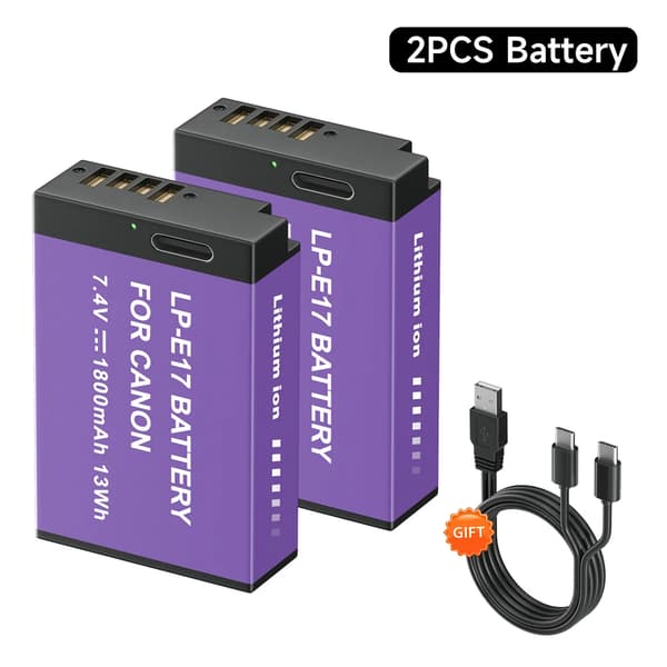 PALO LP-E17 Akun, 1800mAh Kapasiteetti, Type-C Lataus,2 kpl lpe17 akkua