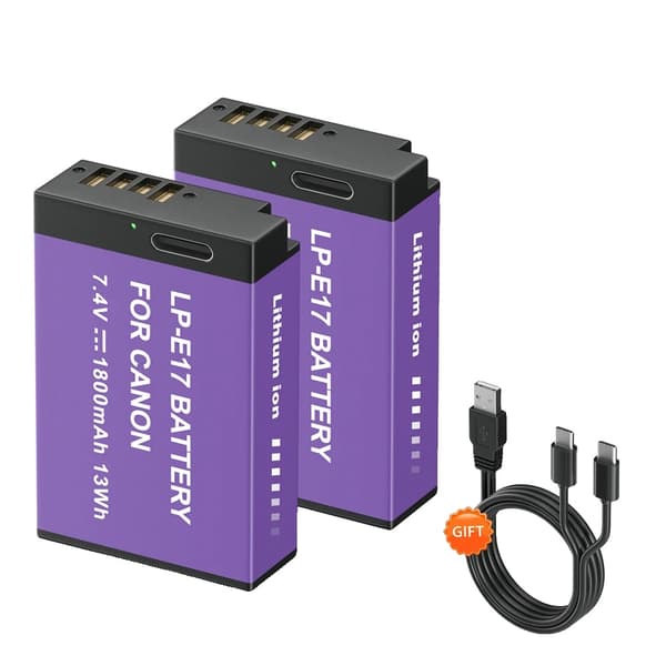 PALO LP-E17 Akun, 1800mAh Kapasiteetti, Type-C Lataus,2 kpl lpe17 akkua