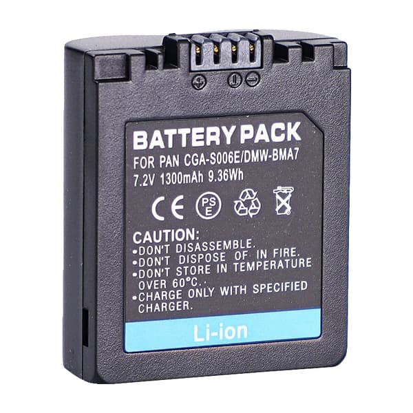 Erstatningsbatteri til Panasonic Lumix-kameraer, 1300mAh kapacitet, 7.2V spænding,10 stk. batteri