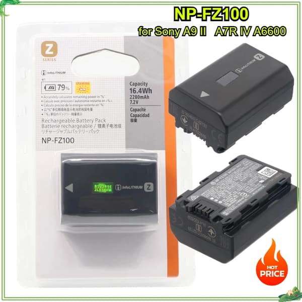 Kameran akku NP-FZ100, korkea kapasiteetti 2280mAh, kevyt muotoilu, yhteensopiva Sony A7 -sarjan kanssa