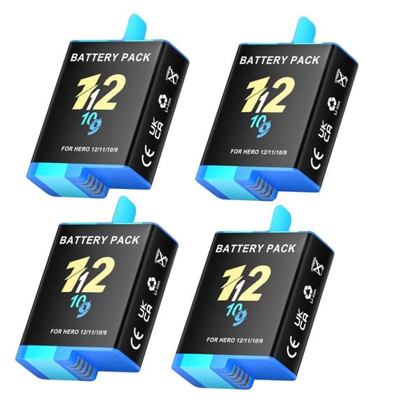 GoPro Action Kamera Batterier, 2000mAh Kapacitet, 3 Slots Oplader,4PCS Batteri