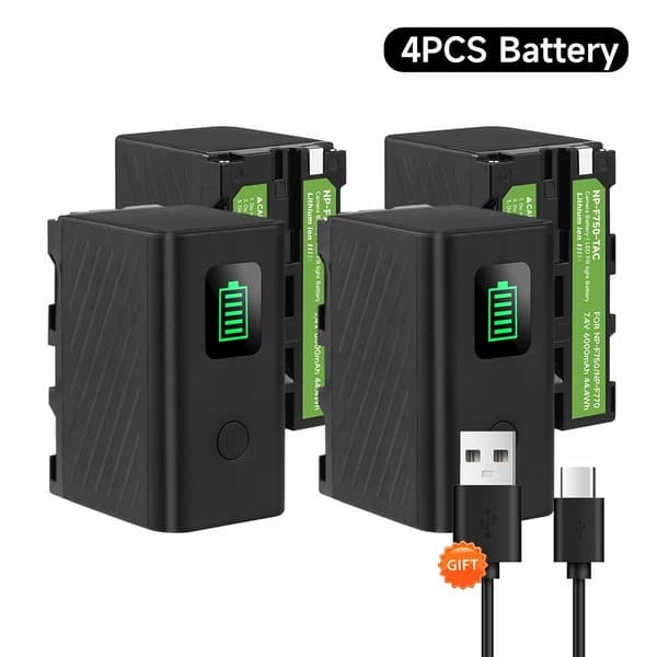 PALO NP-F770 Akun, 6000mAh Kapasiteetti, CE Sertifioitu,4 kpl Akku