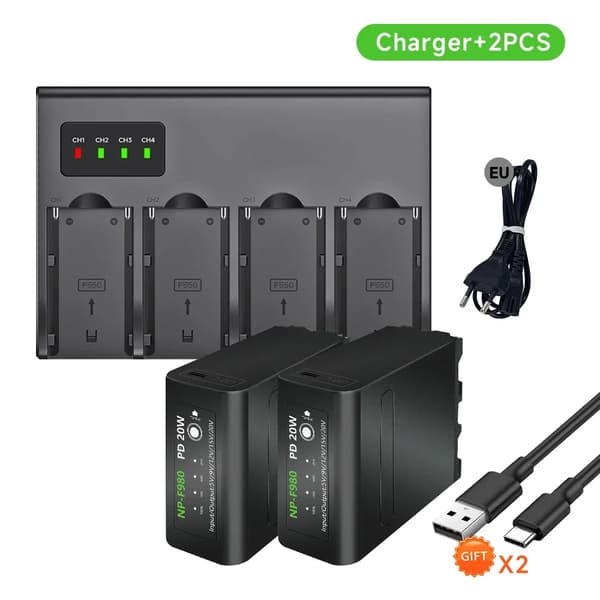 Batteri med oplader, høj kapacitet 10800mAh, hurtig opladningskapacitet,2 stk. med oplader