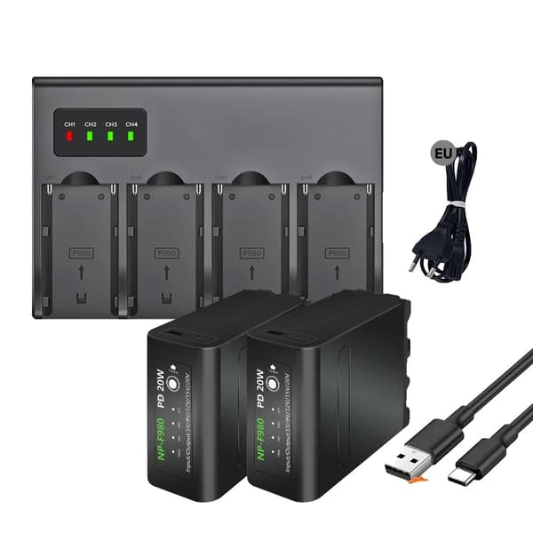 Batteri med oplader, høj kapacitet 10800mAh, hurtig opladningskapacitet,2 stk. med oplader