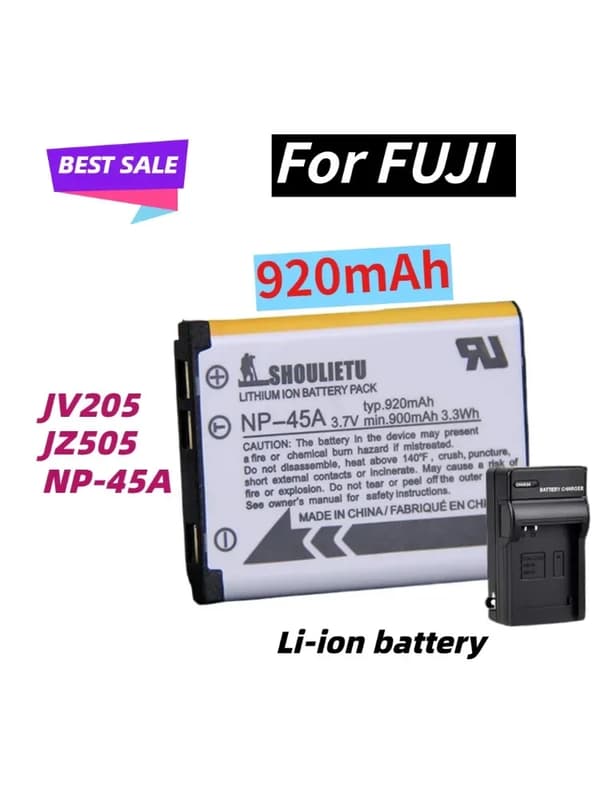 Vaihtokameraakku, 920mAh Li-Ion, yhteensopiva NP-45-sarjan kanssa,4 Batte 1usb-laturi