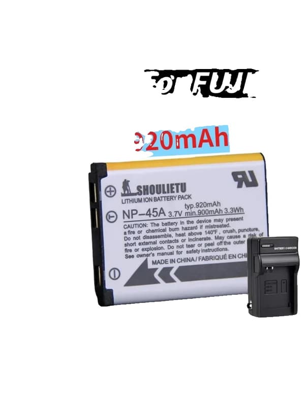 Erstatningskamera-batteri, 920mAh Li-Ion, kompatibelt med NP-45-serien,4 Batte 1usb oplader