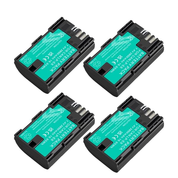 LP-E6 Akut Canon-kameroille, 2850mAh kapasiteetti, kevyt muotoilu,4 akkua