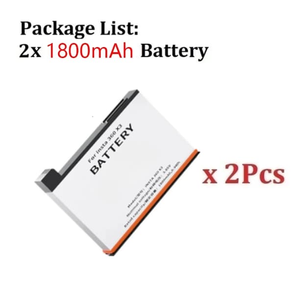 Insta360 ONE X3 Akut, 1800mAh Kapasiteetti, Ladattava Akku Paketti,valkoinen akku 2kpl