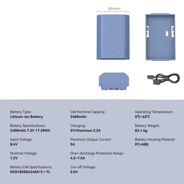 USB-C Lataus Kameraakku, 2400mAh Kapasiteetti, Nopea Lataus,Sininen akku 4265B