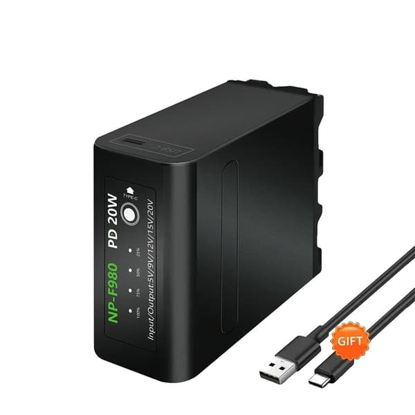Ladattava kameran akku, LED-virranäyttö, Type-C PD 30W nopea lataus,1 kpl F980 akku