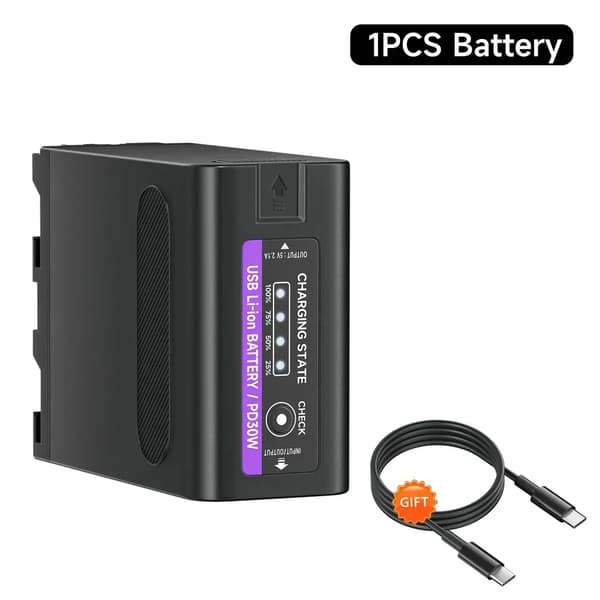 Ladattava kameran akku, LED-virranäyttö, Type-C PD 30W nopea lataus,1 kpl F990 akku