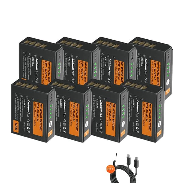 NP-W126 Akun, 1600mAh Kapasiteetti, Type-C Latausportti,8 kpl paristoa