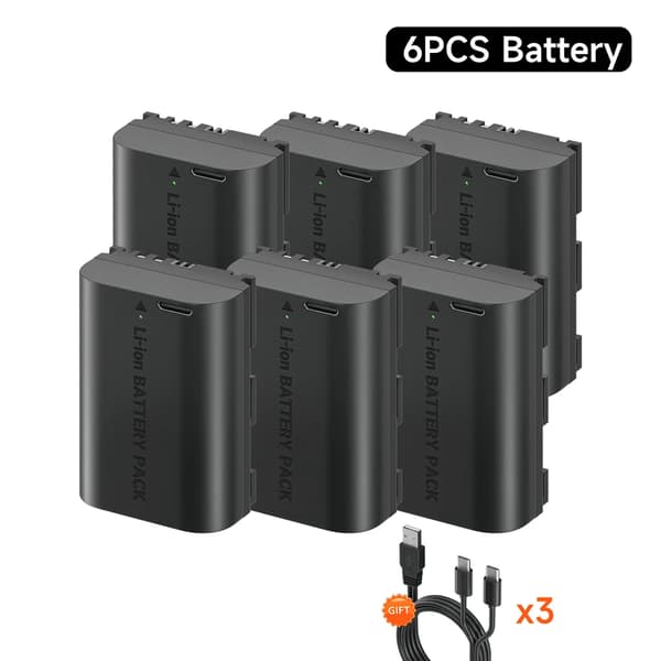 Canon LP-E6 -akku, 2400mAh kapasiteetti, yhteensopiva Canon EOS -kameroiden kanssa, 6 kpl paristoja