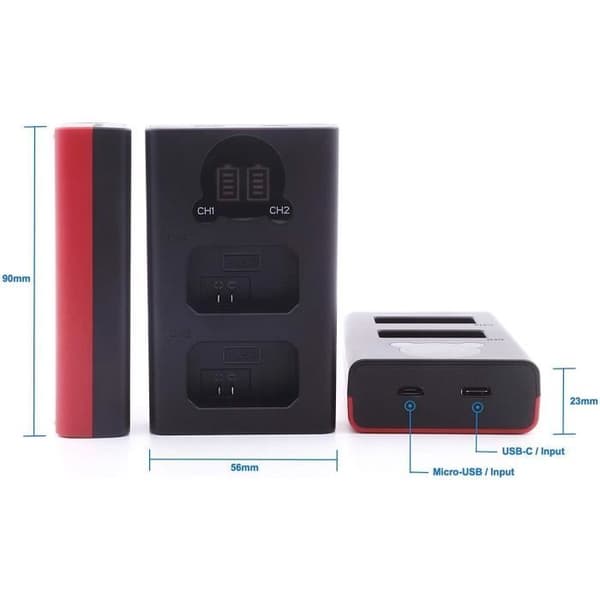 Batteri - BAXXTAR - NP-W126s NP-W126 - 2x 1140mAh - Mini LCD Laddare - Li-Ion