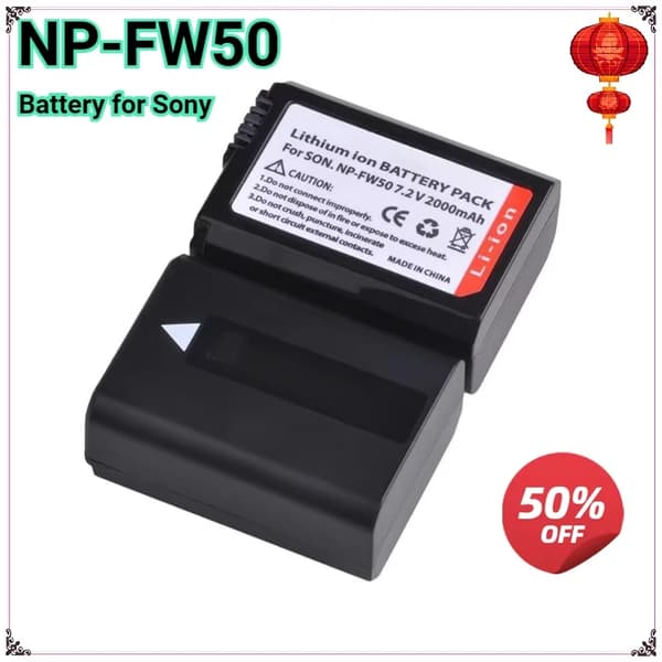 Kameran akku, 2000mAh kapasiteetti, 7.2V jännite,2000mAh 2kpl