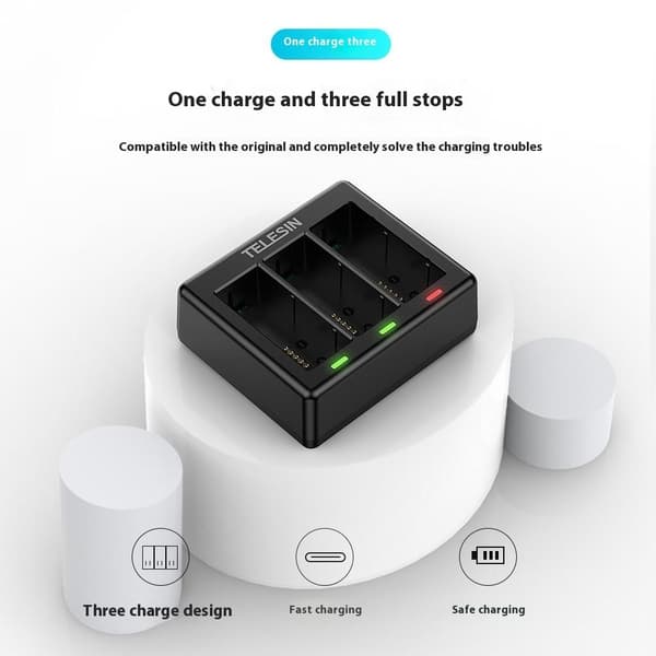 TELESIN S0-BCG-1 Til GoPro Hero 13 Batterioplader Dock Base 3 Opladningsboks