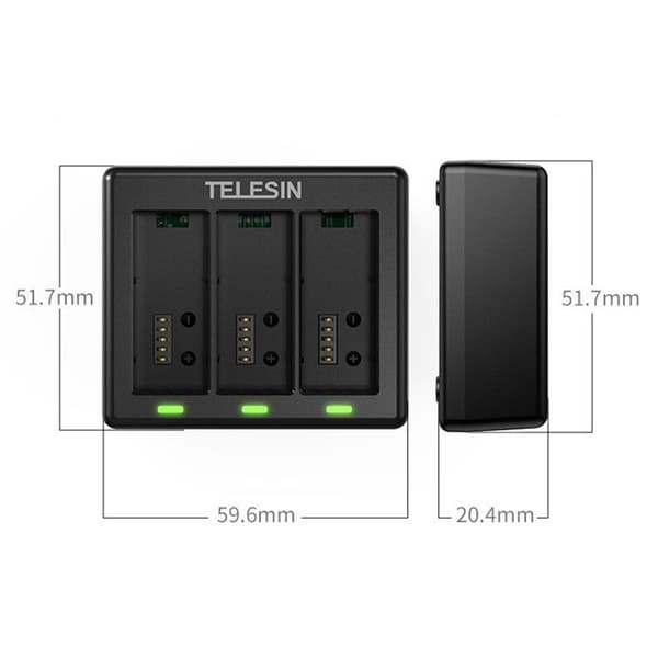 TELESIN S0-BCG-1 Til GoPro Hero 13 Batterioplader Dock Base 3 Opladningsboks