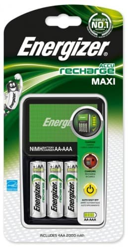 ENERGIZER Maxi ACCU HR6 POW battery charger + 2 AA 2000 mAh batteries Sort