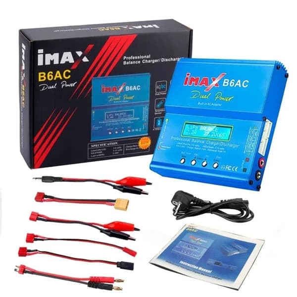 RC-laturi, 80W teho, digitaalinen LCD-näyttö, sininen, EU-pistoke