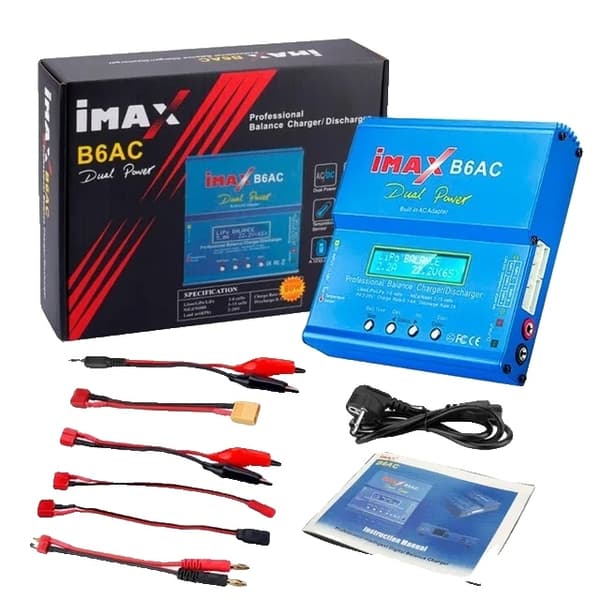 RC-laturi, 80W teho, digitaalinen LCD-näyttö, sininen, EU-pistoke