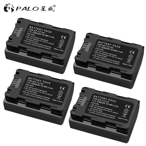 Sony NP-FZ100 batteri, dobbelt USB-oplader, kompatibel med Sony A9, a7R III, A7 III, ILCE-9, A6600., 2PCS og oplader