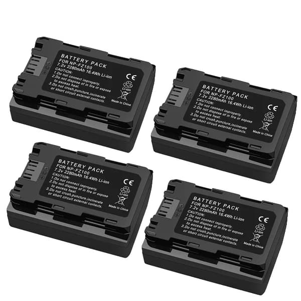 Sony NP-FZ100 batteri, dobbelt USB-oplader, kompatibel med Sony A9, a7R III, A7 III, ILCE-9, A6600., 2PCS og oplader 4PCS