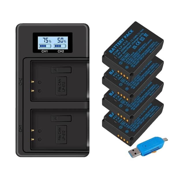 LP-E12-akku, 100% alkuperäinen, LCD USB-laturi, Puola, 2 akkua ja laturi Pologne 3