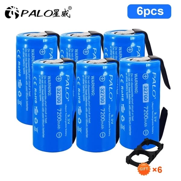 LiFePO4 batteri, 7200mAh kapacitet, høj effektudladning, 8 stk batteri