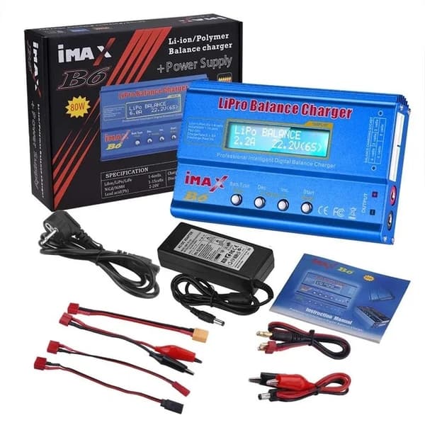Lipo Balance Oplader, 80W Strøm, AC Strømforsyning Mulighed, 80W uden adapter, EU-stik
